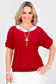 Блузка вишнёвого цвета с патами на рукавах Lavira