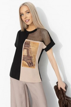 Футболка трикотажная чёрного цвета с принтом  Charutti