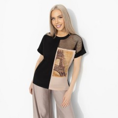 Футболка трикотажная чёрного цвета с принтом  Charutti(фото3)