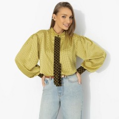 Рубашка атласная жёлтая в горошек Charutti(фото2)