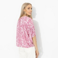 Блуза розовая с дизайнерскими рукавами Charutti(фото5)