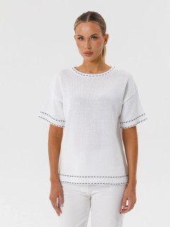Блуза вязаная белая с короткими рукавами Priz(фото3)