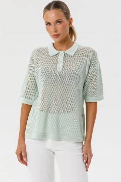 Блузка поло вязаная светло-зелёная Priz