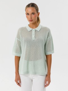 Блузка поло вязаная светло-зелёная Priz(фото3)