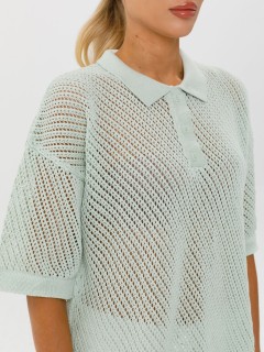 Блузка поло вязаная светло-зелёная Priz(фото4)