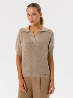 Блузка поло вязаная бежевая Priz(фото3)