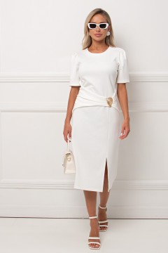 Платье миди трикотажное белого цвета Алис №1 Valentina(фото2)