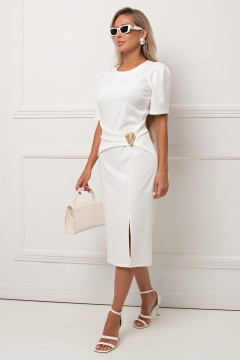 Платье миди трикотажное белого цвета Алис №1 Valentina(фото4)