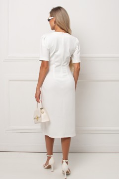 Платье миди трикотажное белого цвета Алис №1 Valentina(фото5)