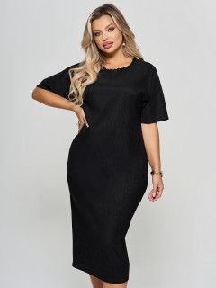 Платье-футляр чёрное из трикотажа гофре Dora(фото6)