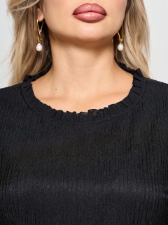 Платье-футляр чёрное из трикотажа гофре Dora(фото4)