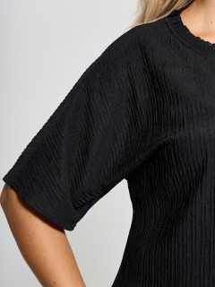 Платье-футляр чёрное из трикотажа гофре Dora(фото7)