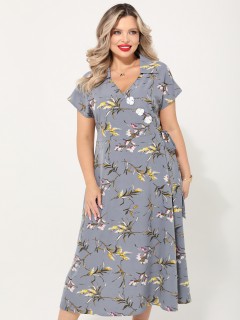 Платье длинное серое на запах Dora(фото2)