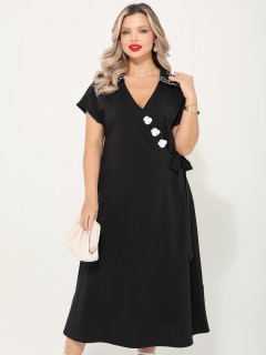 Платье длинное чёрное на запах Dora(фото2)