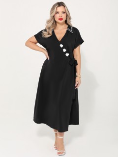 Платье длинное чёрное на запах Dora(фото4)