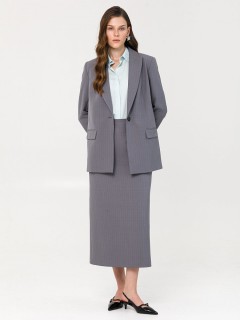 Юбка тёмно-серая в полоску с карманами Priz(фото2)