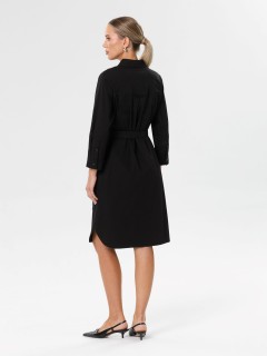 Платье-рубашка чёрное с поясом Priz(фото7)