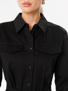 Платье-рубашка чёрное с поясом Priz(фото3)