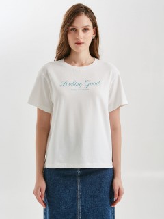 Футболка молочного цвета с принтом Priz(фото4)