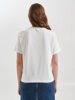 Футболка молочного цвета с принтом Priz(фото5)