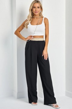 Брюки широкие чёрные с карманами Jetty