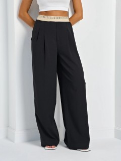 Брюки широкие чёрные с карманами Jetty(фото3)