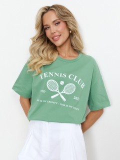 Футболка трикотажная оливкового цвета с печатным принтом Jetty(фото5)