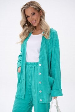 Кардиган трикотажный с карманами в цвете тиффани Elza