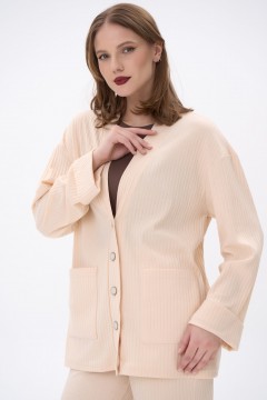 Кардиган бежевый трикотажный с карманами Elza