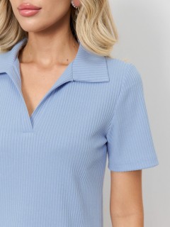 Джемпер-поло трикотажный серо-голубого цвета Jetty(фото5)