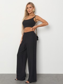 Брюки широкие чёрные Jetty(фото4)