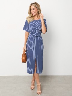 Платье синее в полоску с цельнокроеным поясом Jetty(фото5)