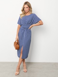 Платье синее в полоску с цельнокроеным поясом Jetty(фото2)