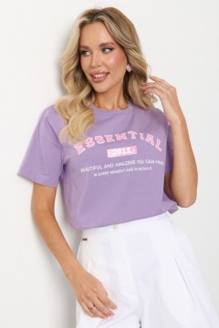 Футболка трикотажная сиреневая с принтом Jetty