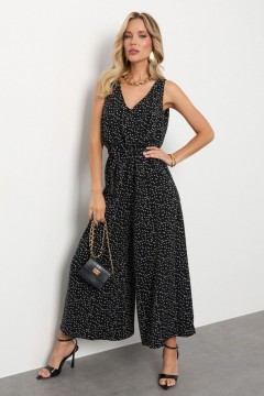Комбинезон чёрный в горошек с широкими брюками-палаццо Jetty