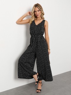 Комбинезон чёрный в горошек с широкими брюками-палаццо Jetty(фото3)