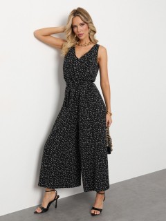 Комбинезон чёрный в горошек с широкими брюками-палаццо Jetty(фото7)