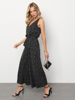 Комбинезон чёрный в горошек с широкими брюками-палаццо Jetty(фото6)