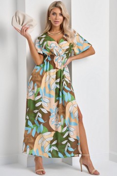 Платье длинное лёгкое с коротким расклешенным рукавом Jetty