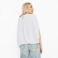 Блуза белая с мелкий горошек с акцентными рукавами Charutti(фото5)