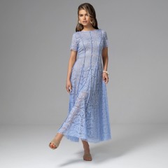 Платье голубое из кружева на подкладе Charutti(фото4)