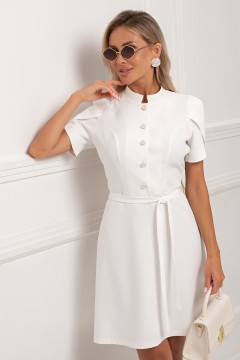 Платье белое с поясом Лойс №1 Valentina(фото3)