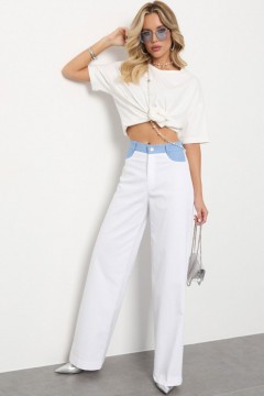 Джинсы широкие белого цвета Jetty