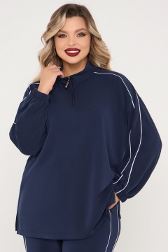 Джемпер из трикотажа тёмно-синего цвета Dora