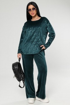 Костюм велюровый с брюками в цвете изумруд Iv-capriz