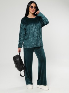 Костюм велюровый с брюками в цвете изумруд Iv-capriz(фото3)