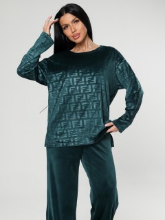 Костюм велюровый с брюками в цвете изумруд Iv-capriz(фото2)