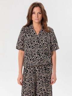 Блуза чёрная из вискозы с принтом Priz(фото3)