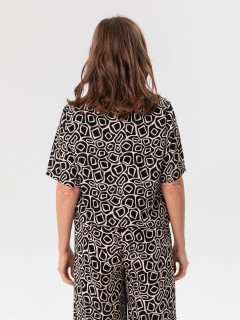 Блуза чёрная из вискозы с принтом Priz(фото6)