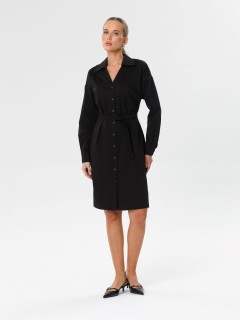 Платье-рубашка чёрное с поясом Priz(фото7)